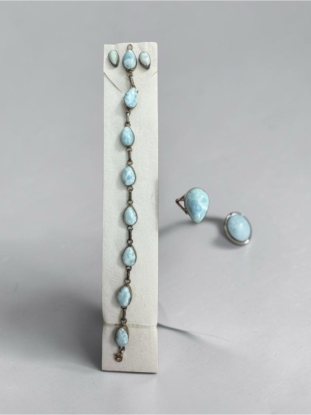 Light Blue Teardrop Stone Bracelet - Women's Silver Setting